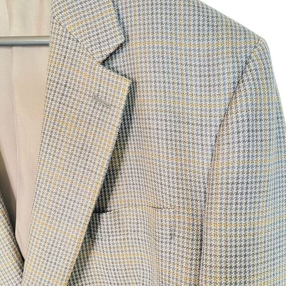 Vintage Chaps Silk Blazer 46L Gray & Tan  Plaid Women’s Oversized Mens - Picture 4 of 11